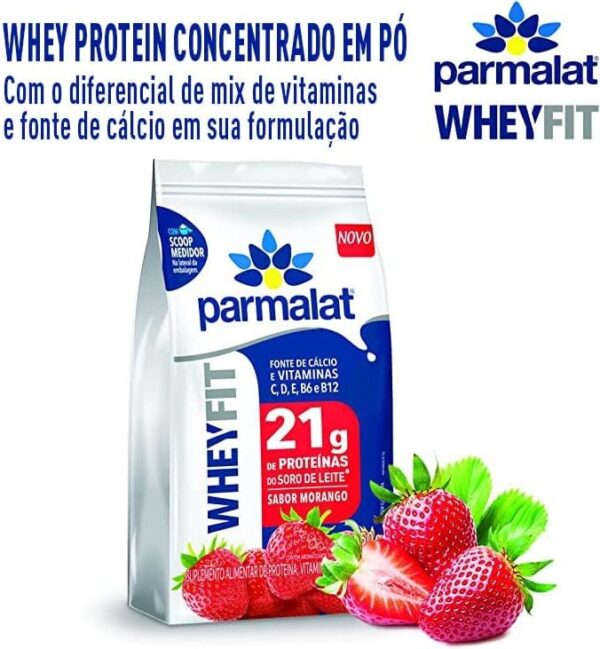 Whey Protein em Pó Whey Fit Parmalat 450G Morango Clube do Presidente