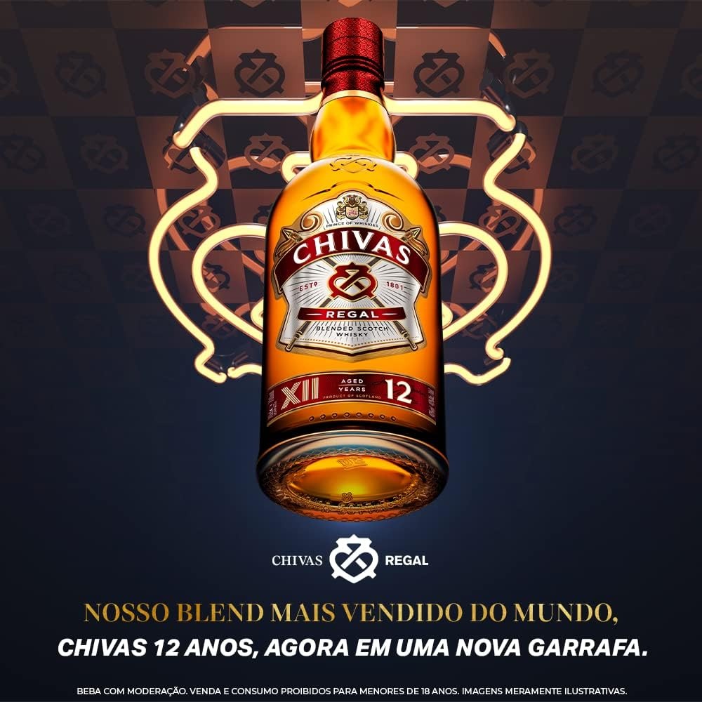 Whisky Chivas Regal 12 anos Blended Escocês 1 litro Clube do Presidente