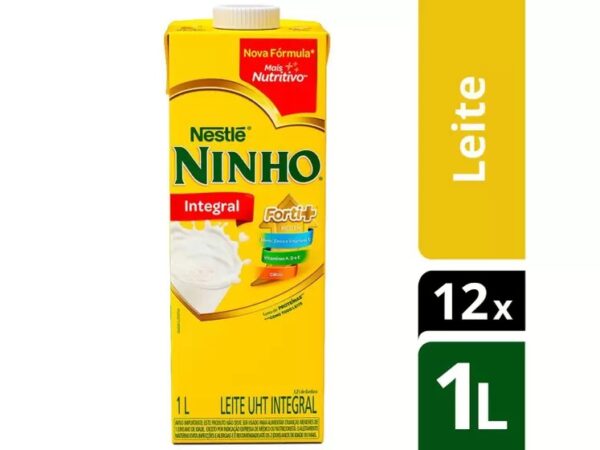 Kit Leite Integral UHT Ninho 1L - 12 Unidades