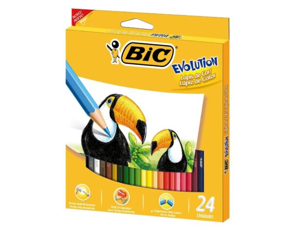 Lápis de Cor Sextavado BIC Evolution, 24 Cores